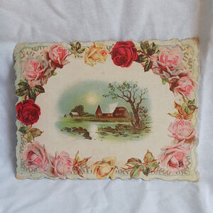 Victorian Die Cut Winter Scene Greeting Card